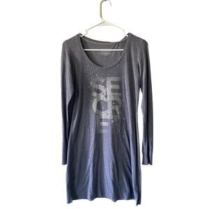 Victoria's Secret Gray Long Sleeved Stars and Moons Sleep Shirt Nightgown Sz XS